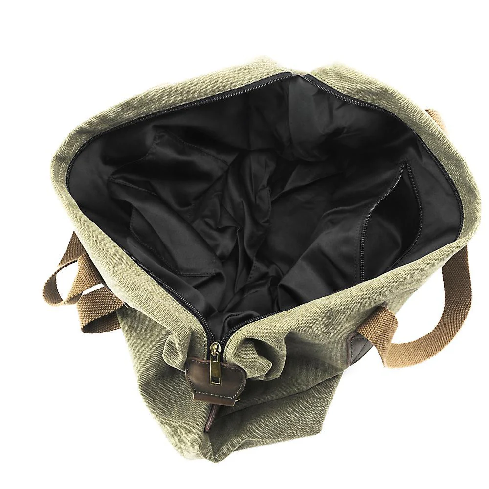 Sac week-end en toile et cuir brut HAO Vert intense - Image 5