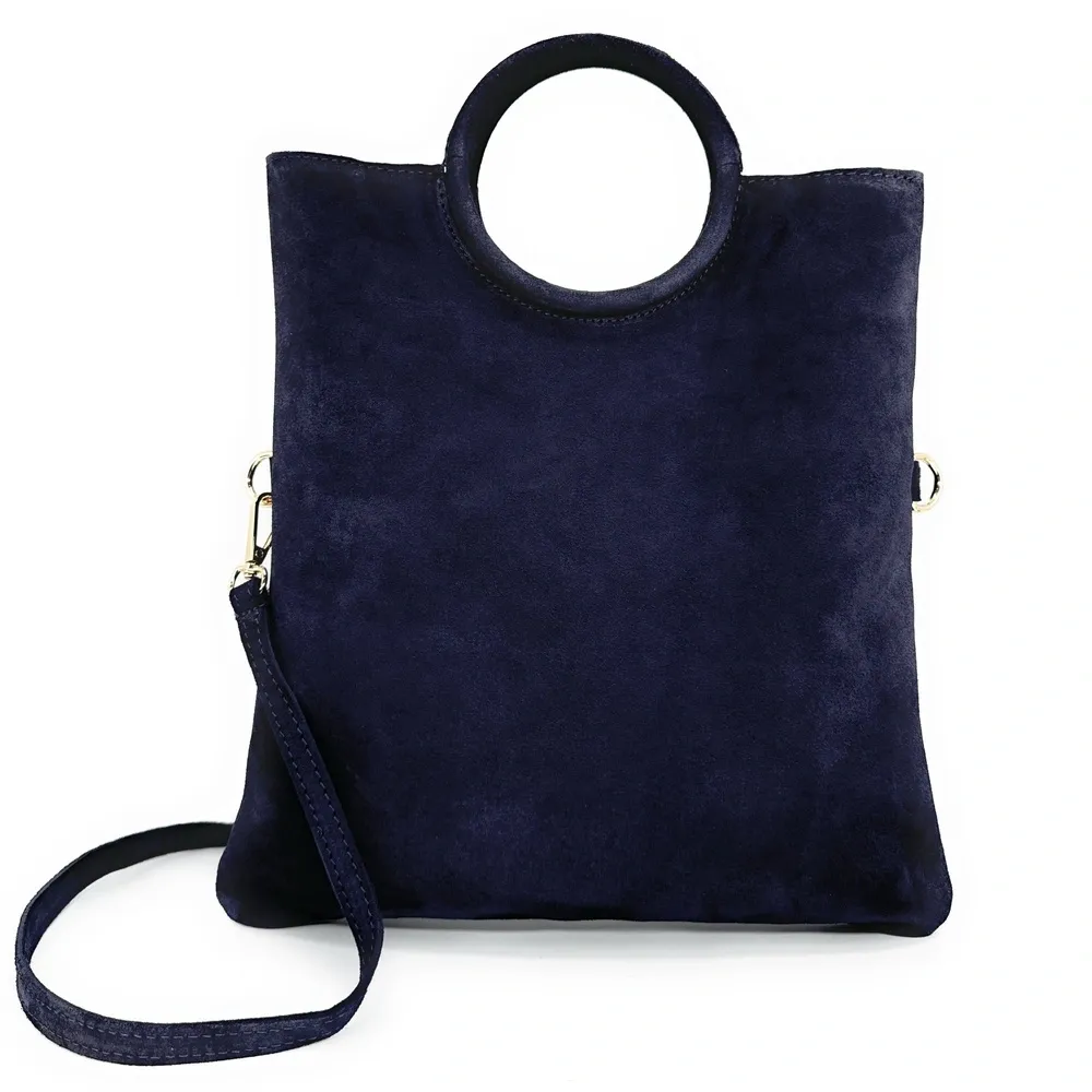 Sac à main en daim CHARLOTTE Bleu marine - Image 2