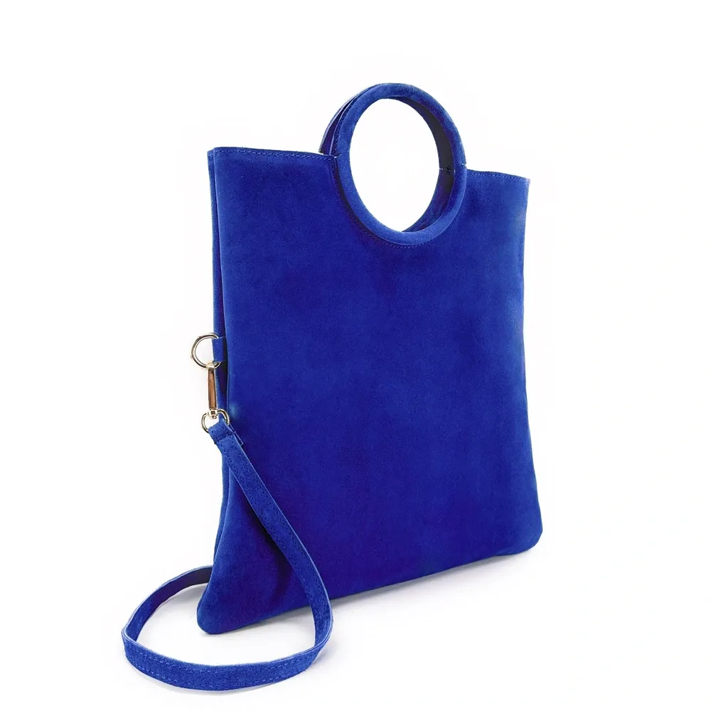 Sac à main en daim CHARLOTTE Bleu roi - Image 3