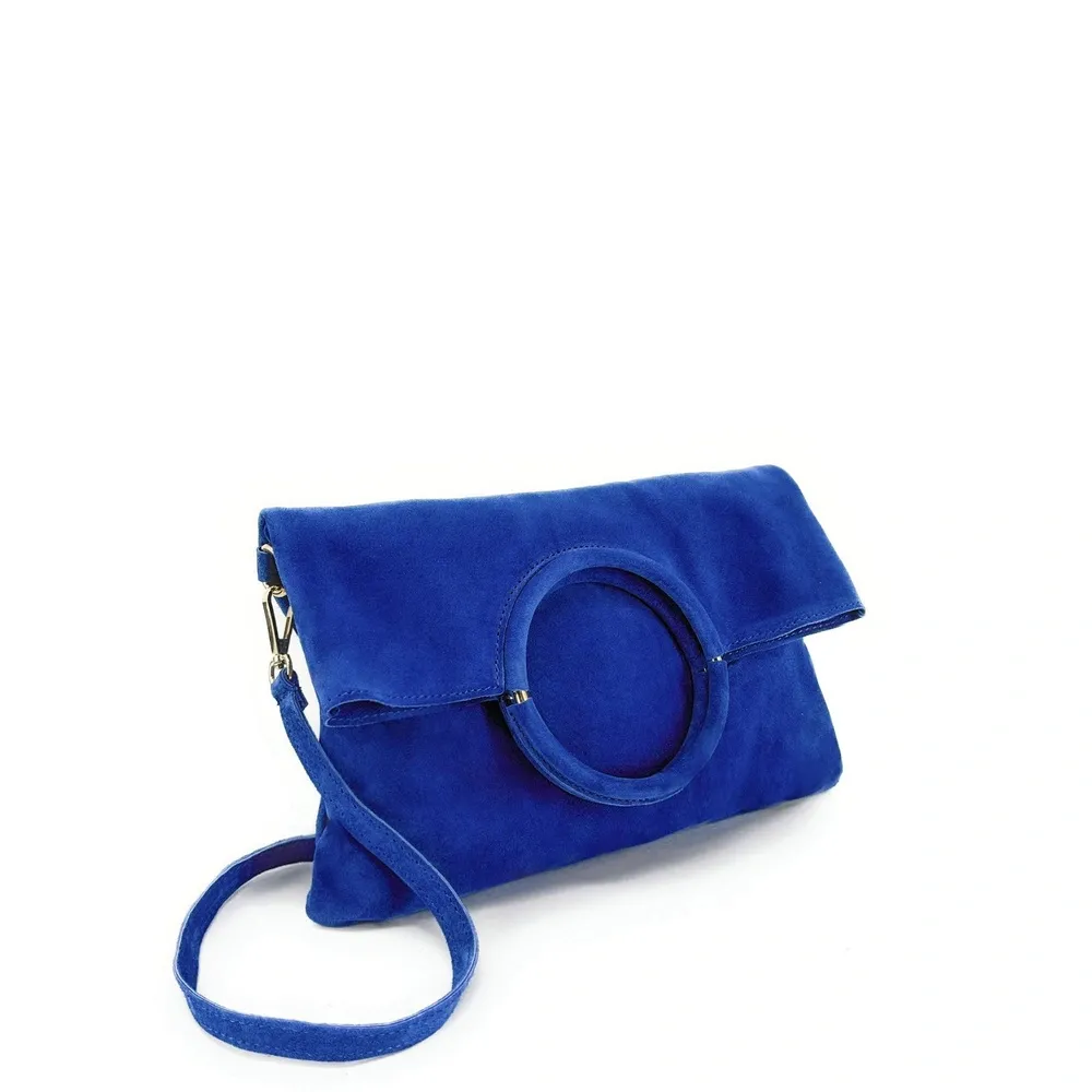 Sac à main en daim CHARLOTTE Bleu roi - Image 4
