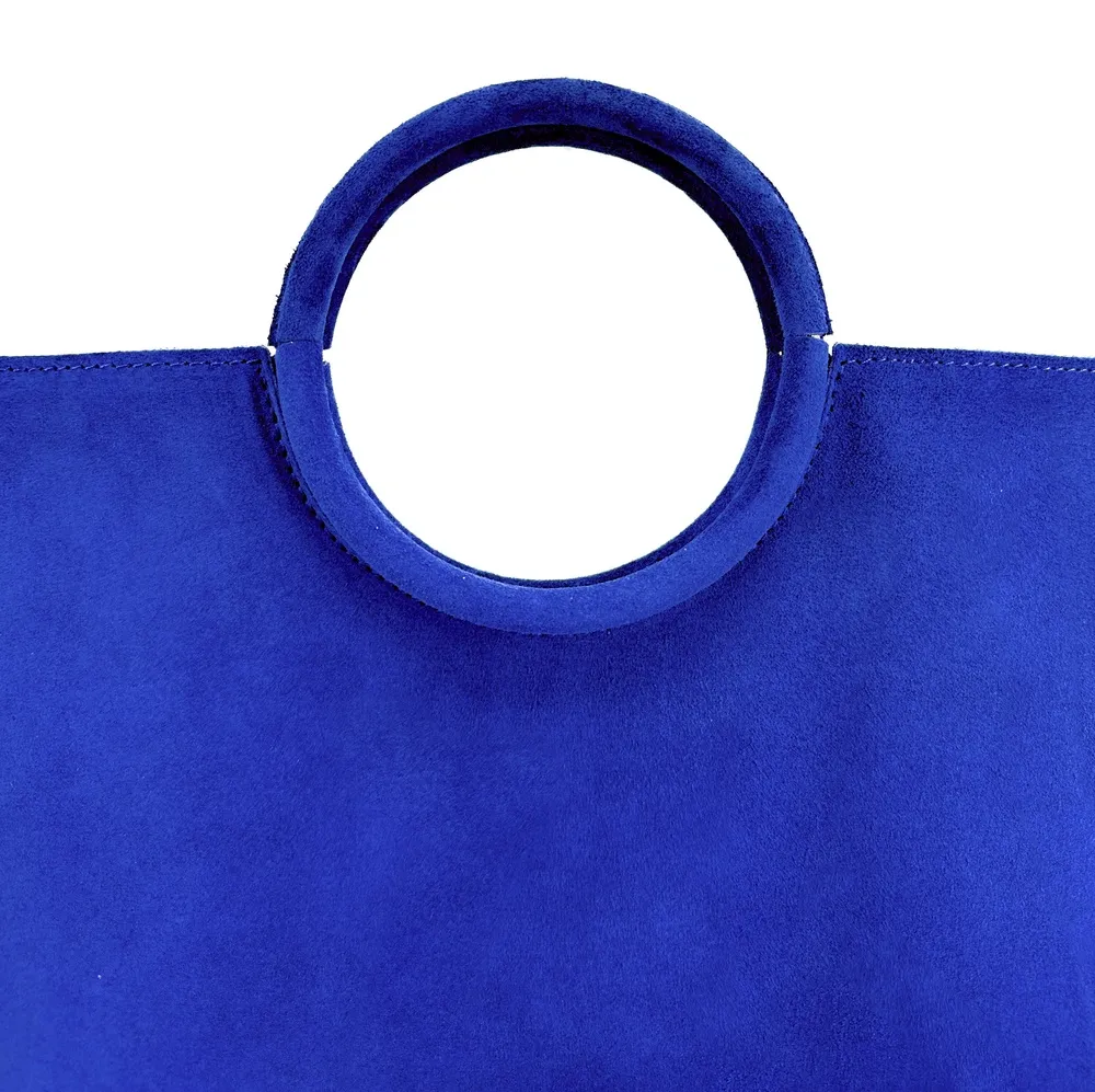 Sac à main en daim CHARLOTTE Bleu roi - Image 8
