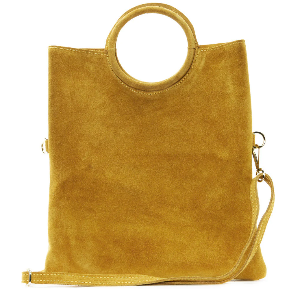 Sac à main en daim CHARLOTTE Jaune Moutarde