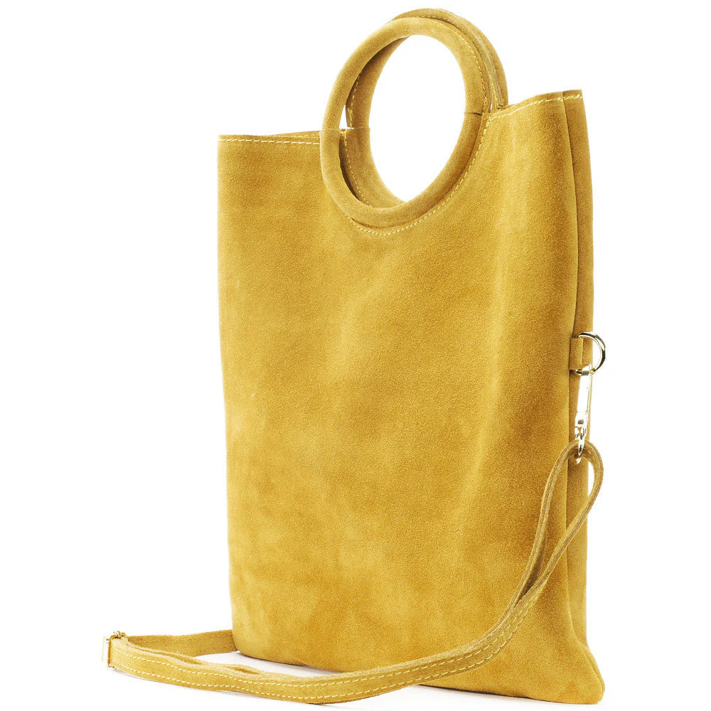 Sac à main en daim CHARLOTTE Jaune Moutarde - Image 2