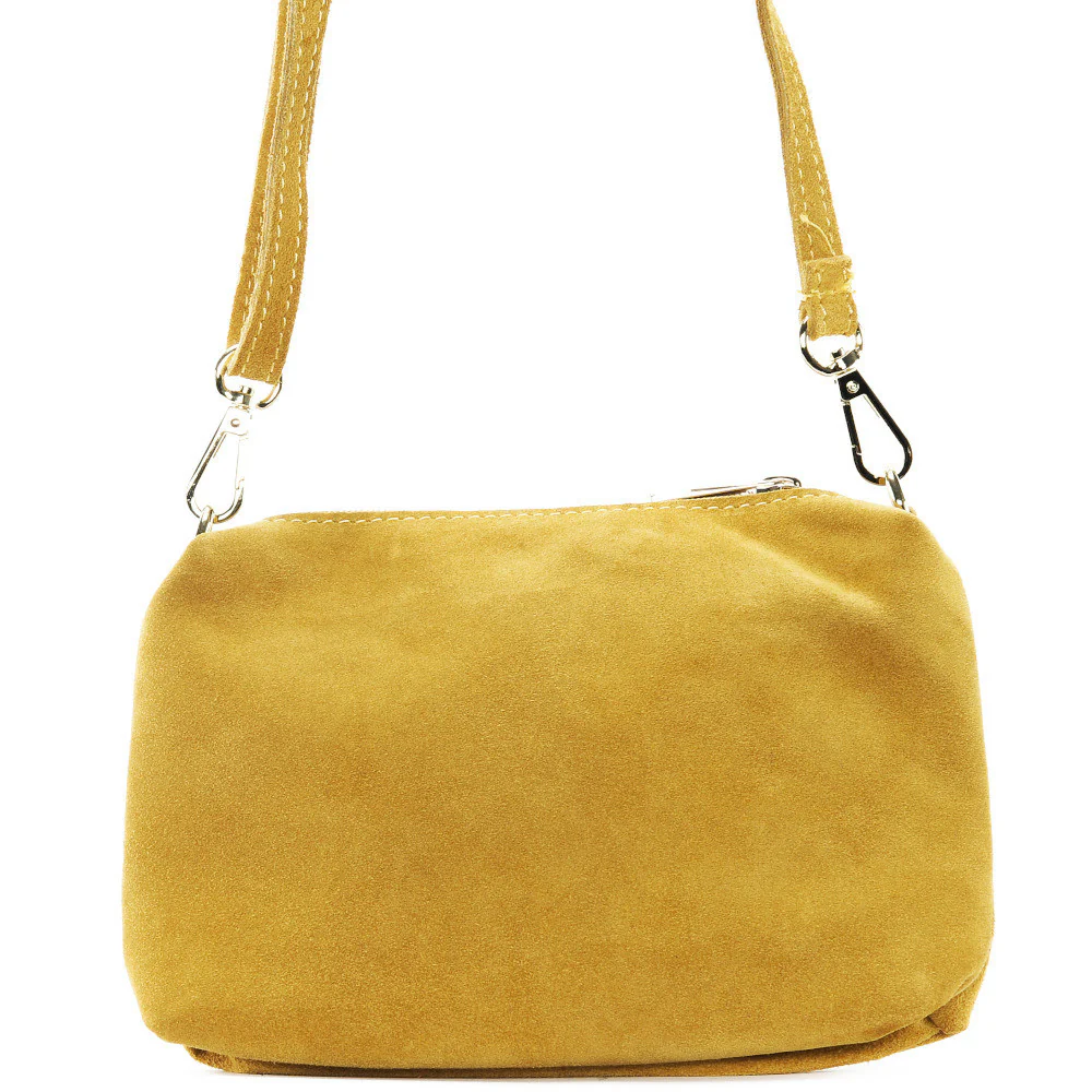 Sac à main en daim CHARLOTTE Jaune Moutarde - Image 3