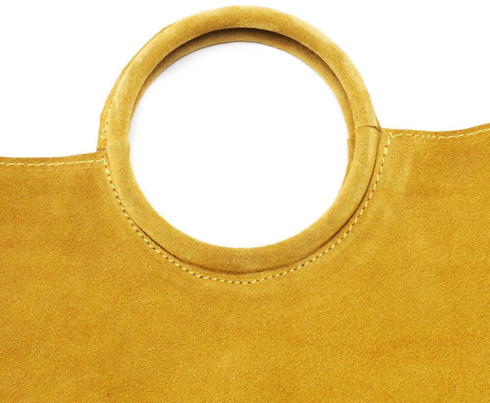 Sac à main en daim CHARLOTTE Jaune Moutarde - Image 4