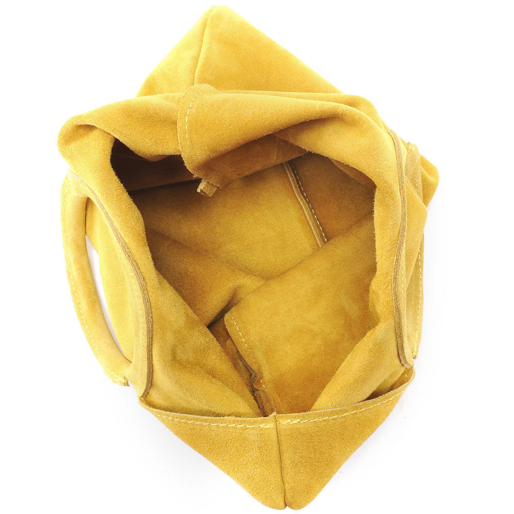 Sac à main en daim CHARLOTTE Jaune Moutarde - Image 5