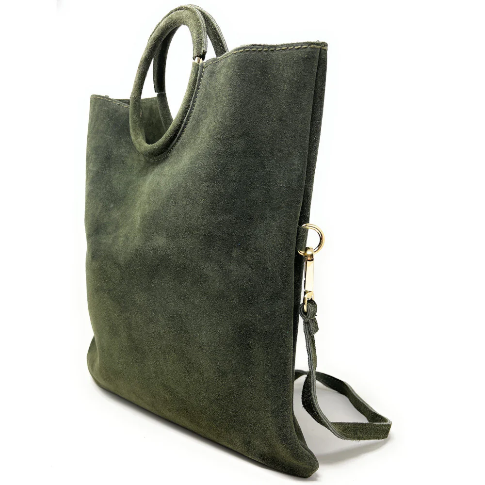 Sac à main en daim CHARLOTTE Kaki - Image 2