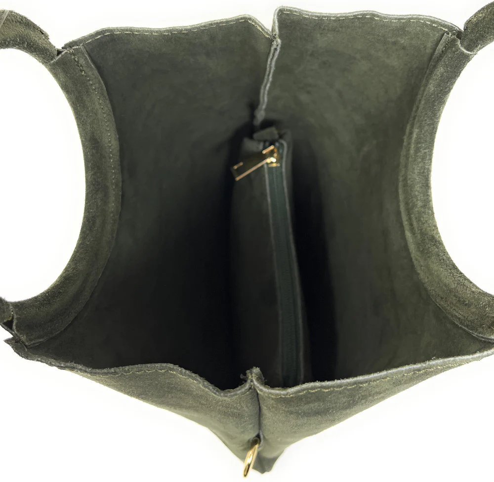 Sac à main en daim CHARLOTTE Kaki - Image 4