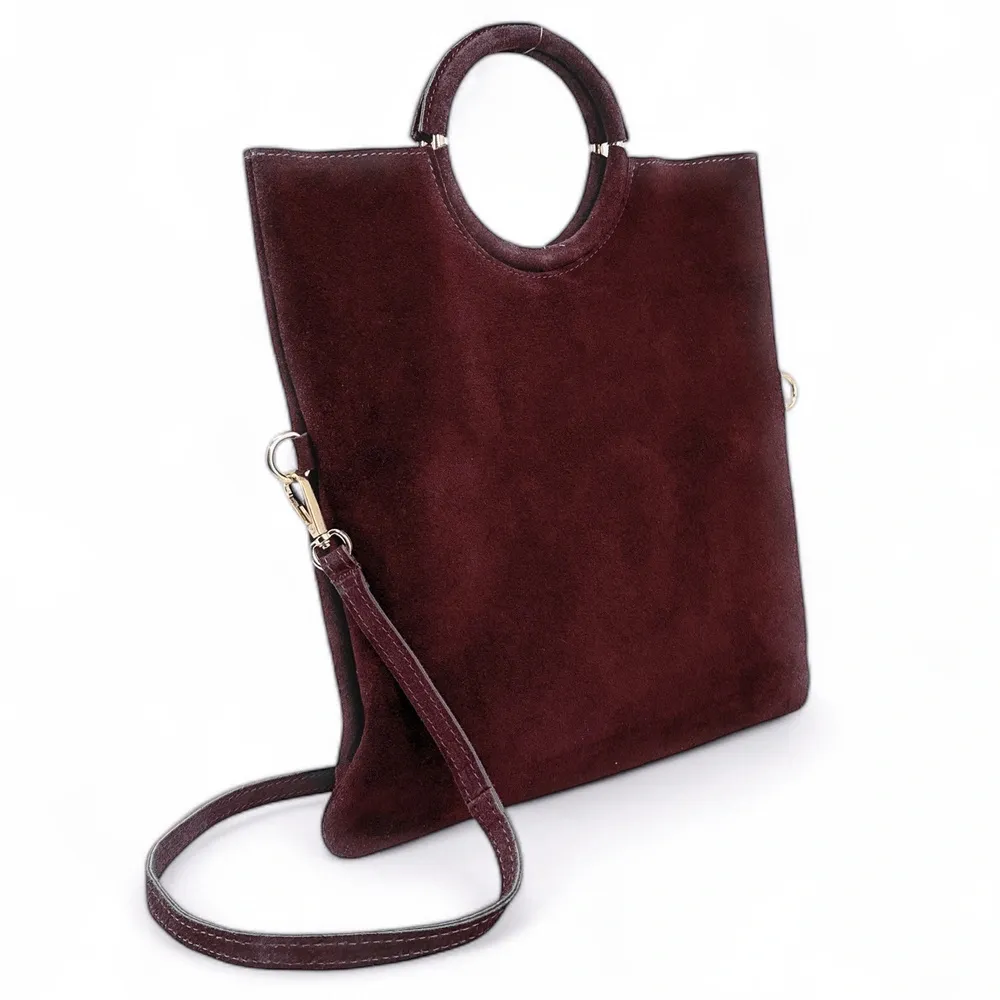 Sac à main en daim CHARLOTTE Rouge bordeaux - Image 2