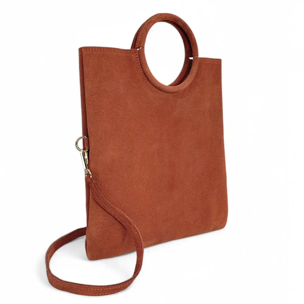 Sac à main en daim CHARLOTTE Rouge brique - Image 2