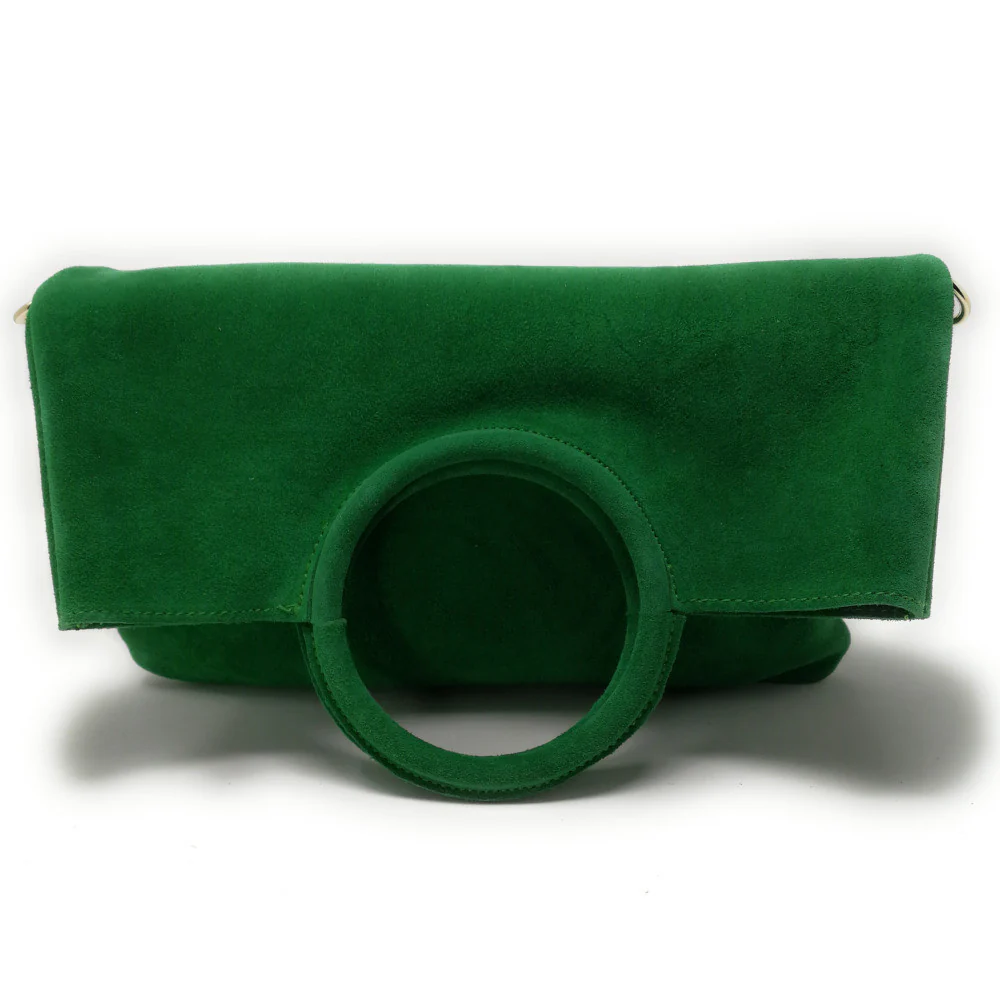 Sac à main en daim CHARLOTTE Vert anglais - Image 3
