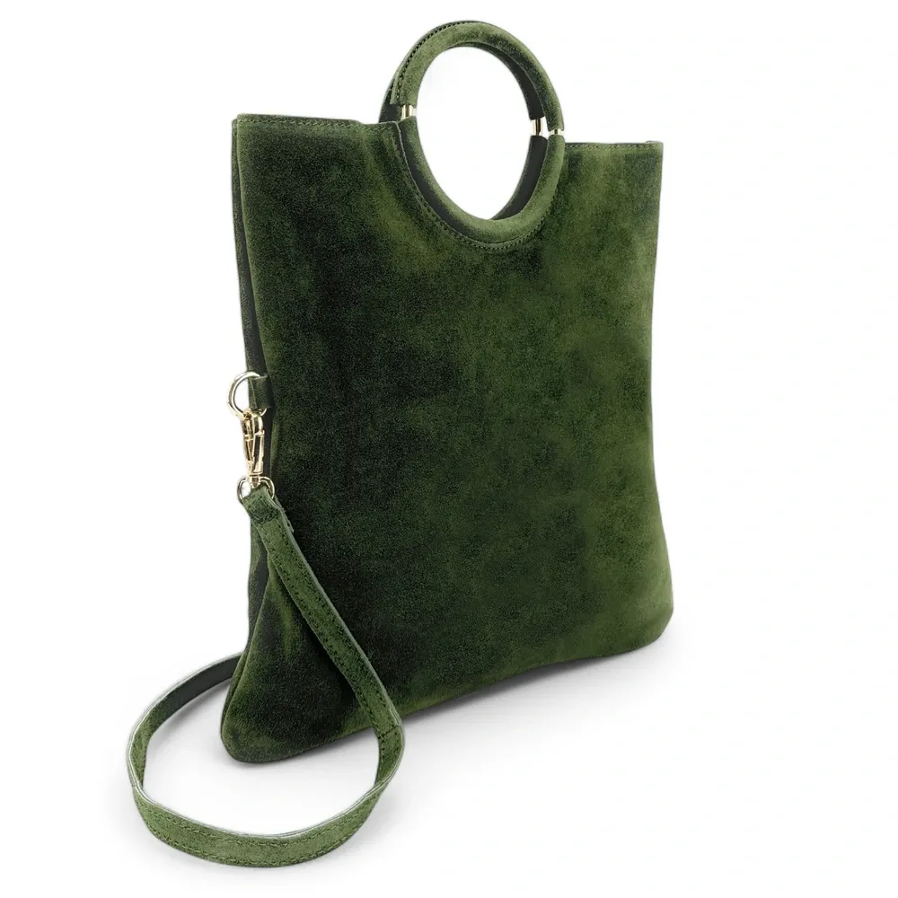 Sac à main en daim CHARLOTTE Vert forêt - Image 2