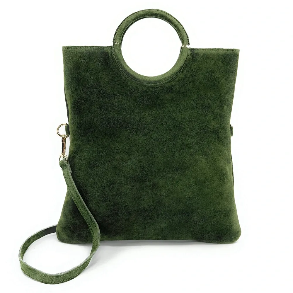 Sac à main en daim CHARLOTTE Vert forêt - Image 3
