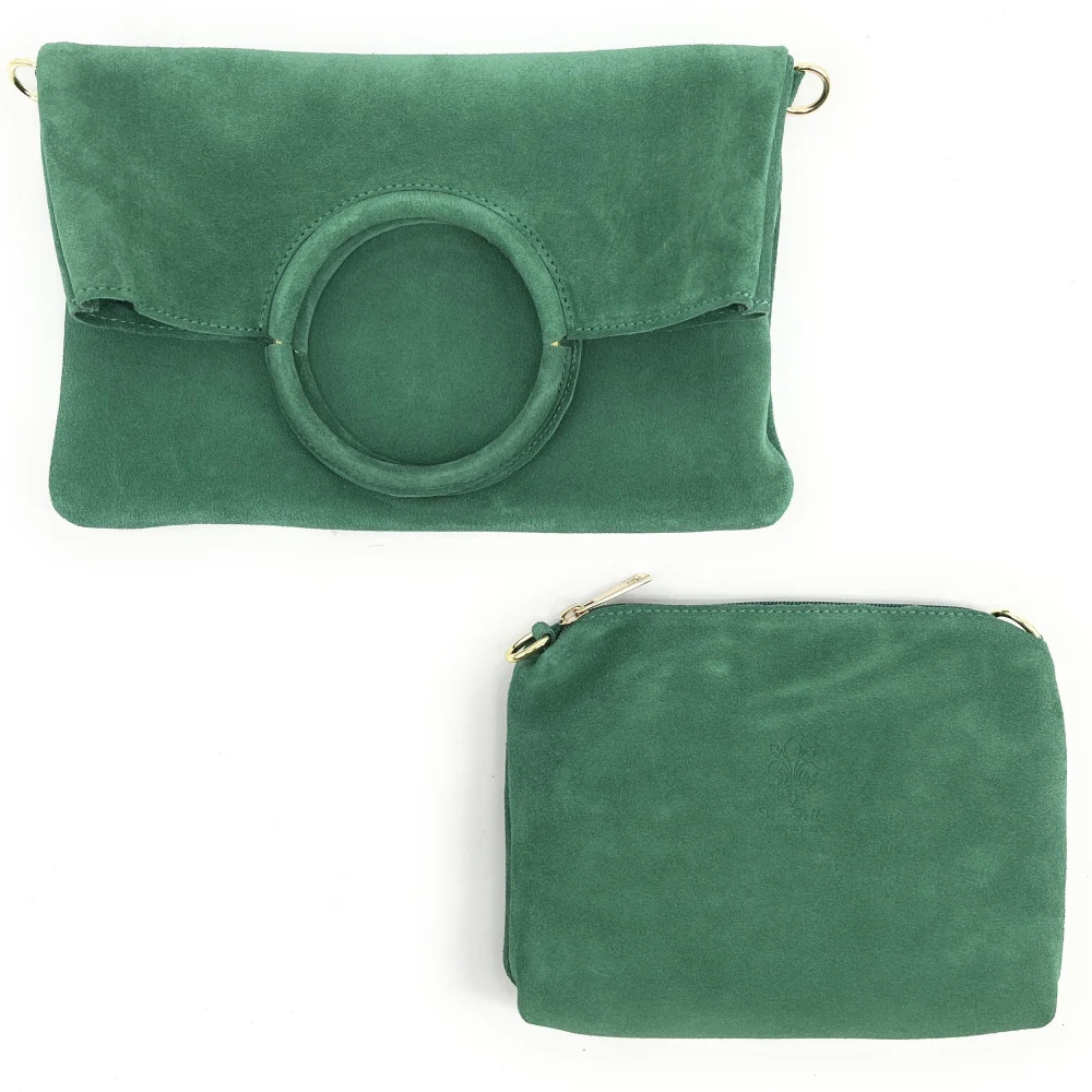 Sac à main en daim CHARLOTTE Vert menthe - Image 3