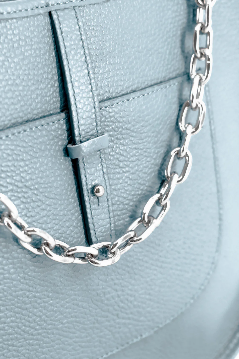 Sac à main hobo en cuir grainé CYBELE Bleu pastel - Image 8