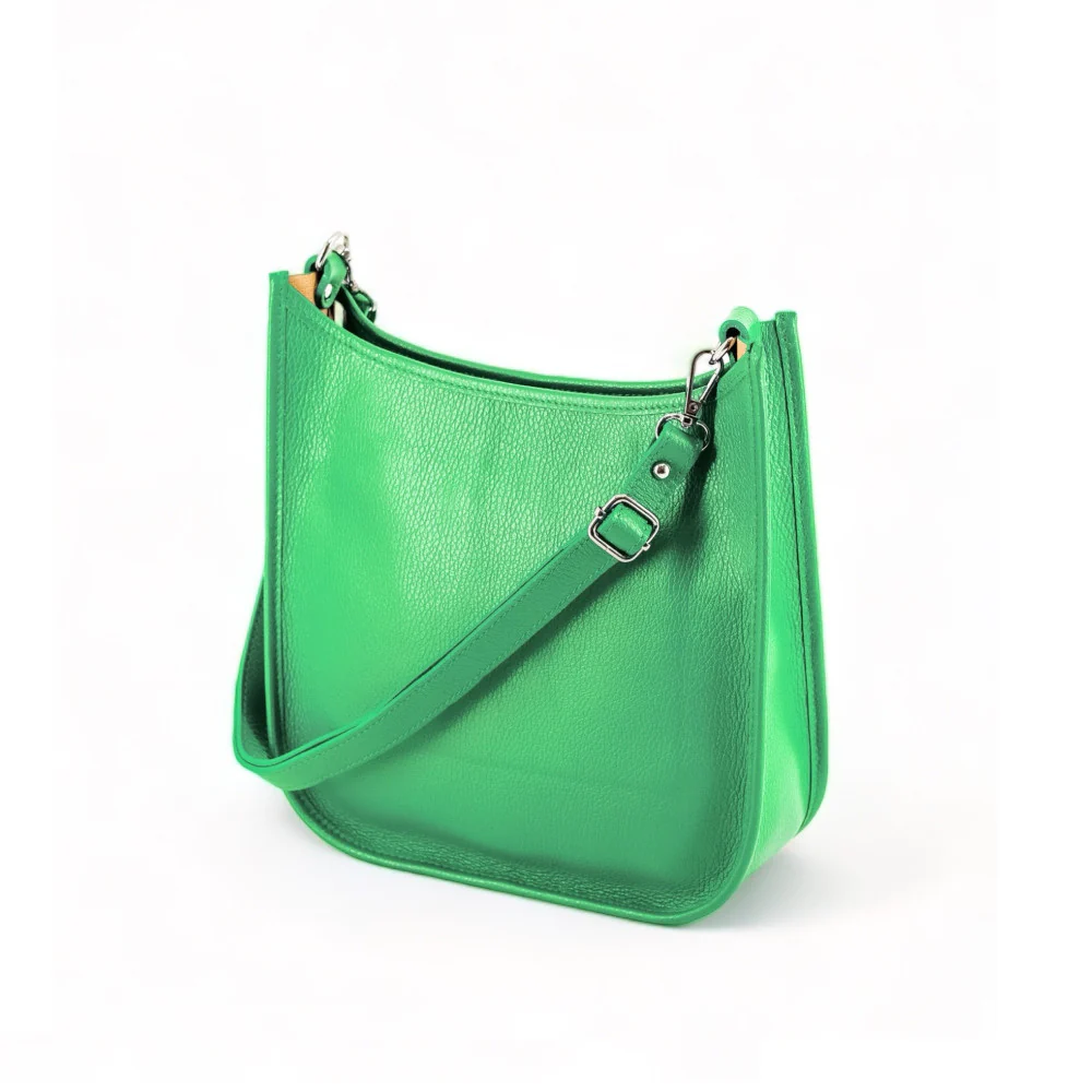 Sac à main hobo en cuir grainé CYBELE Vert anglais - Image 3