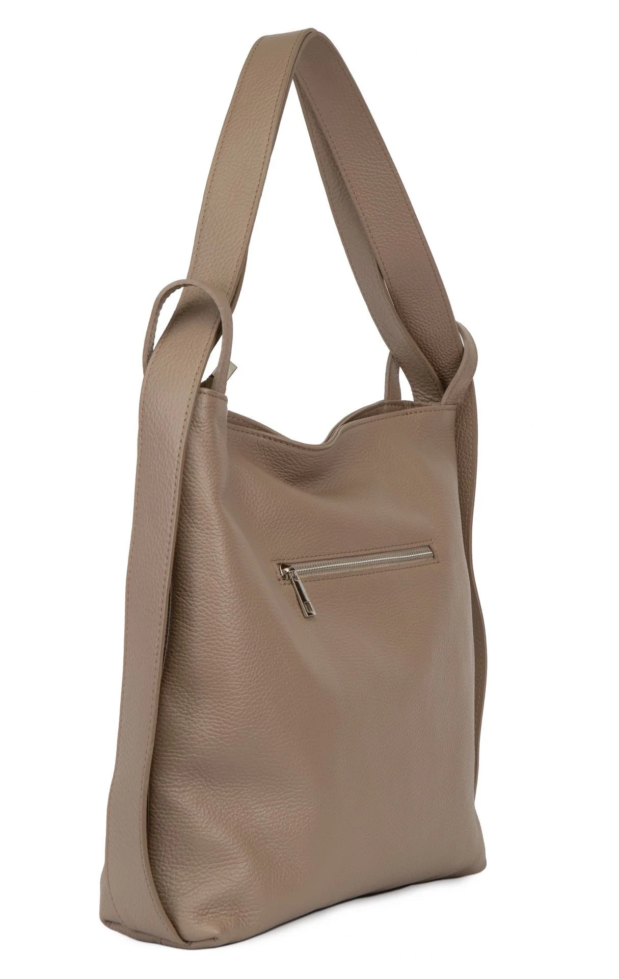 Sac à main sac à dos en cuir grainé SOHO Taupe clair - Image 3