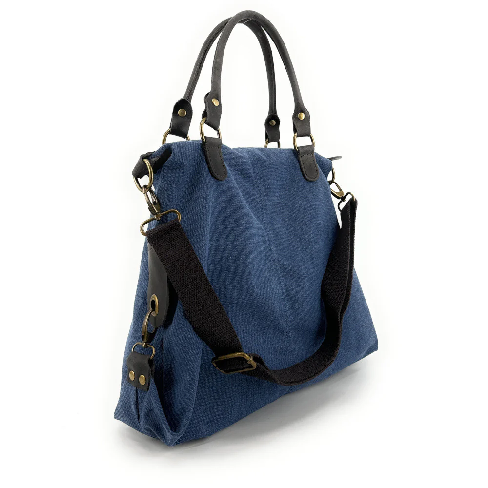 Sac besace en toile et cuir BESACE U.S. Bleu denim - Image 2