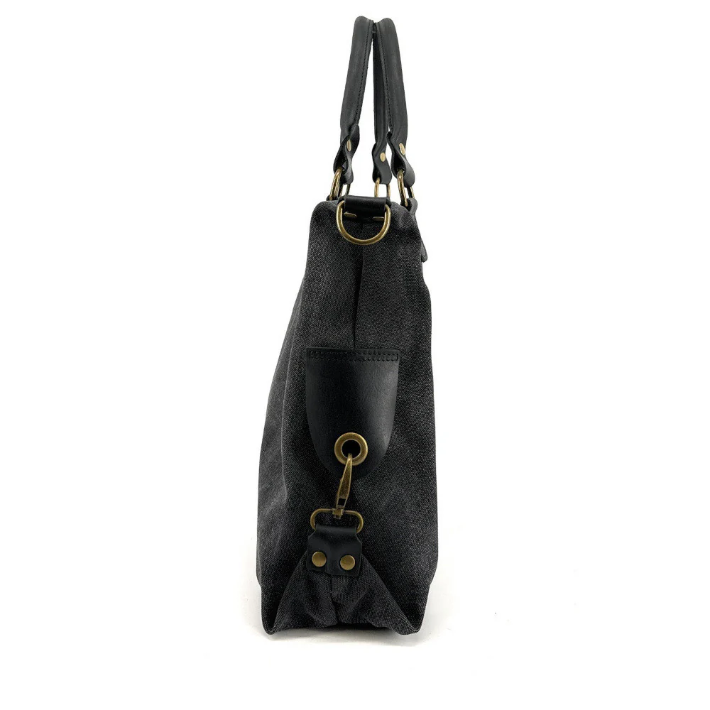 Sac besace en toile et cuir BESACE U.S. Noir - Image 3