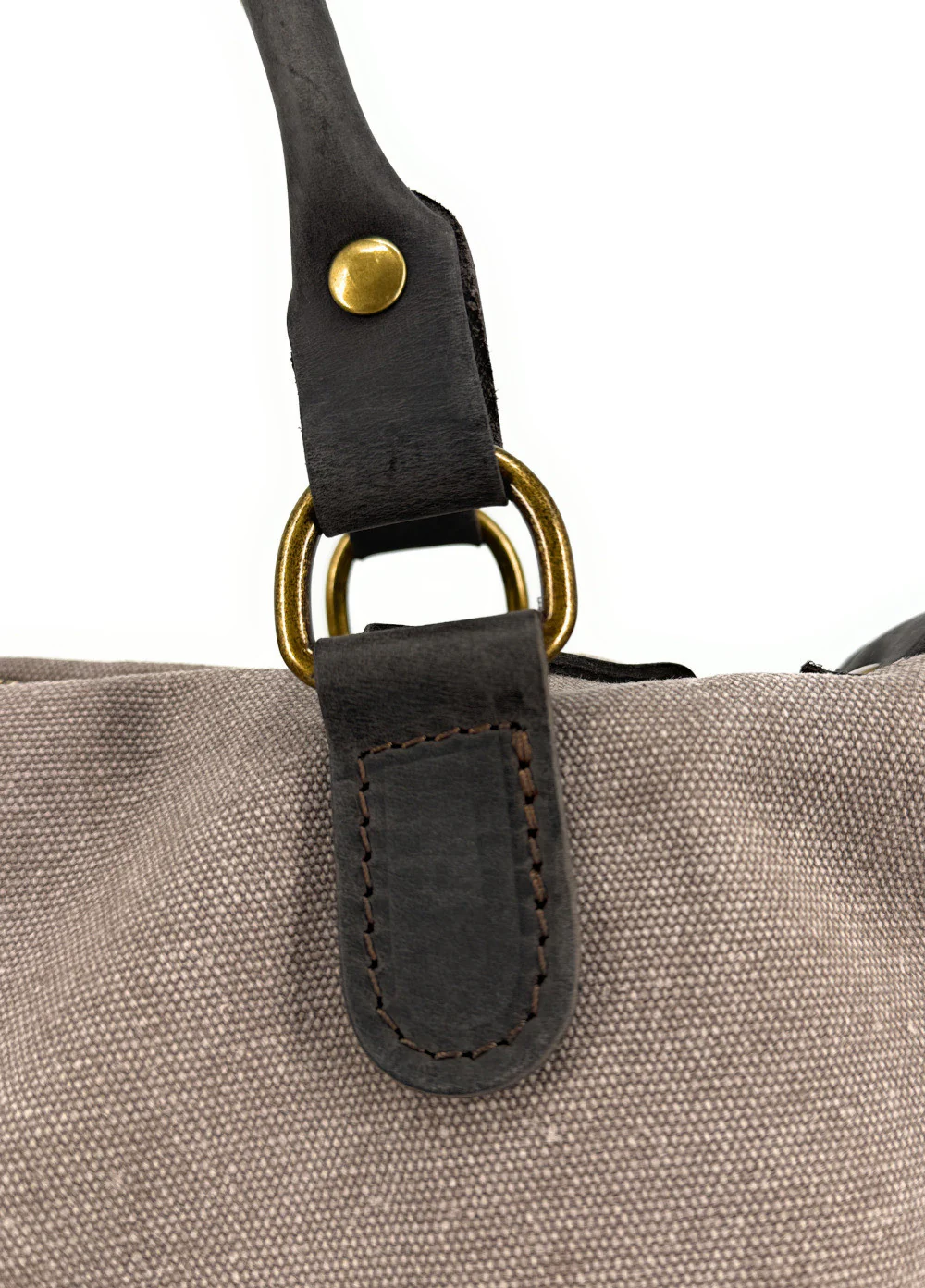 Sac besace en toile et cuir BESACE U.S. Taupe - Image 7