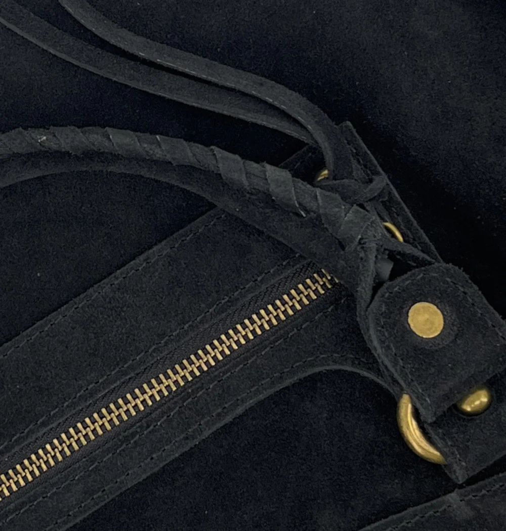 Grand sac en daim EDISON Noir - Image 8