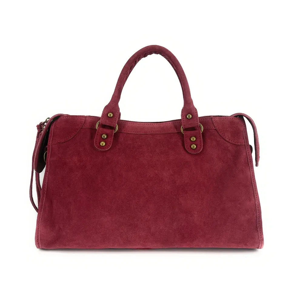 Grand sac en daim EDISON Rouge bordeaux - Image 3