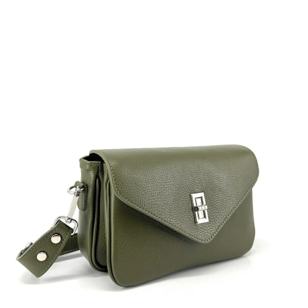 Sac trotteur en cuir grainé BAGGY Vert kaki - Image 3