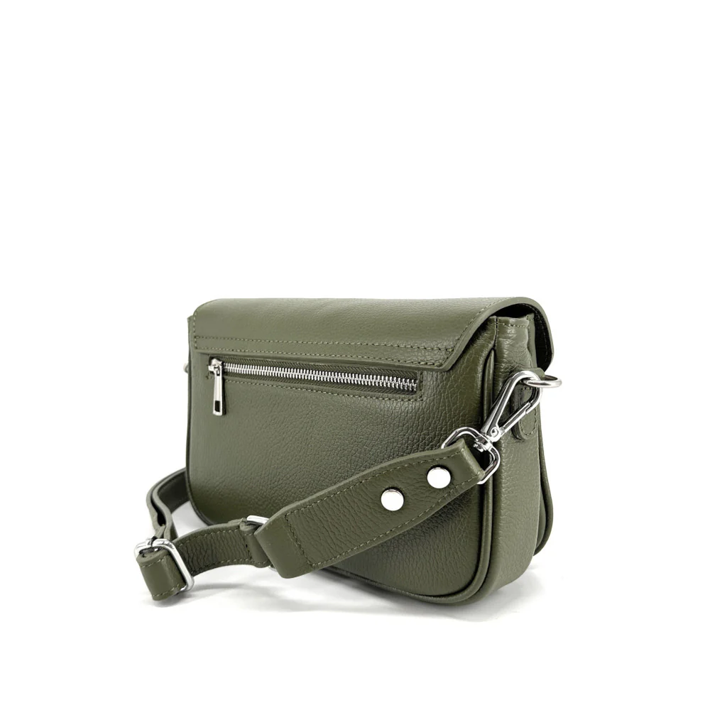 Sac trotteur en cuir grainé BAGGY Vert kaki - Image 4