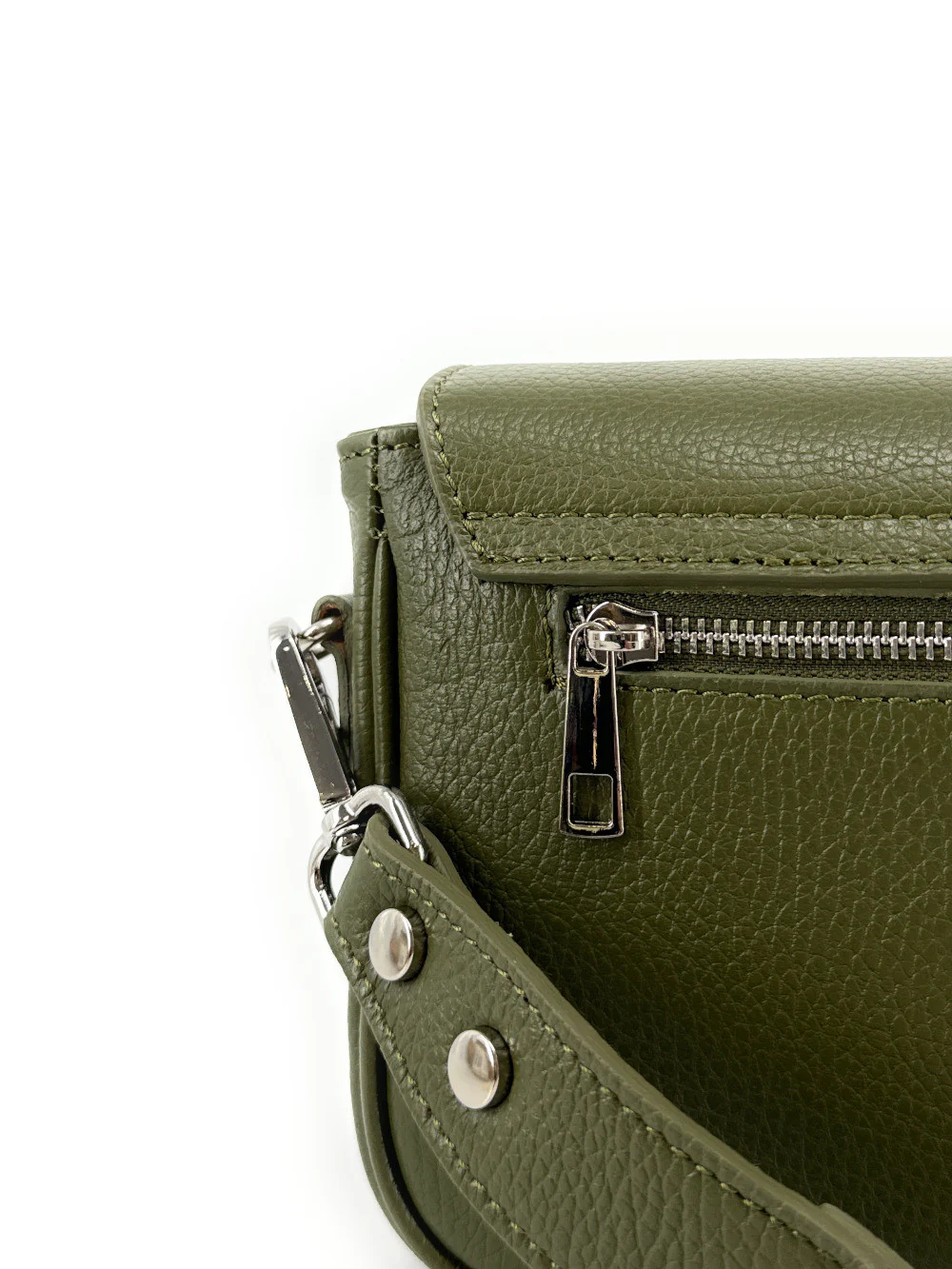 Sac trotteur en cuir grainé BAGGY Vert kaki - Image 6