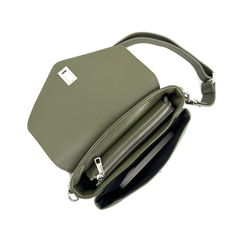 Sac trotteur en cuir grainé BAGGY Vert kaki - Image 7