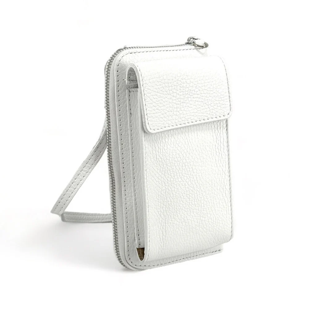 Mini-sac pochette en cuir grainé STREET Blanc - Image 4