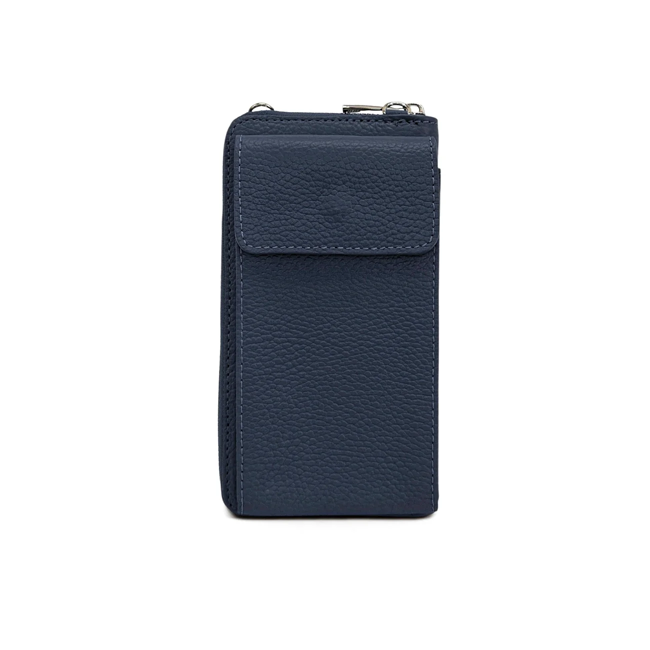 Mini-sac pochette en cuir grainé STREET Bleu marine - Image 8