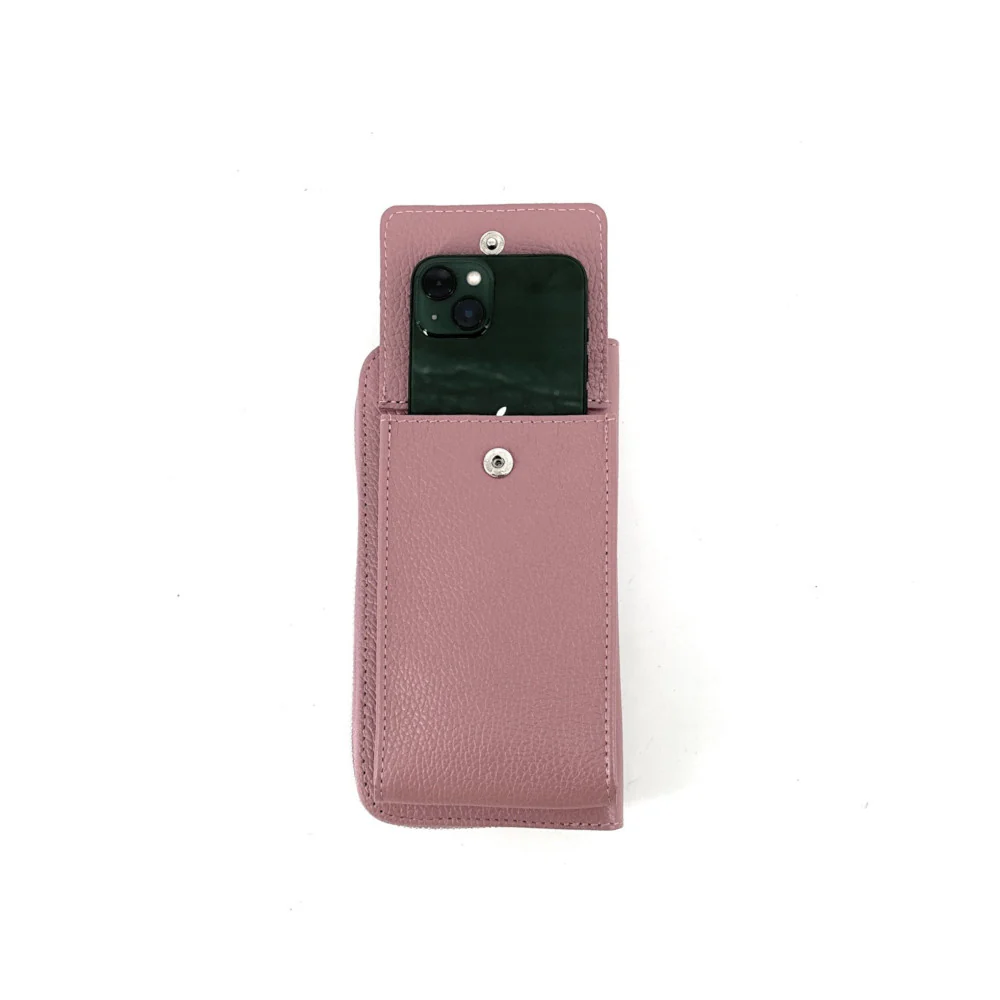 Mini-sac pochette en cuir grainé STREET Rose poudre - Image 2