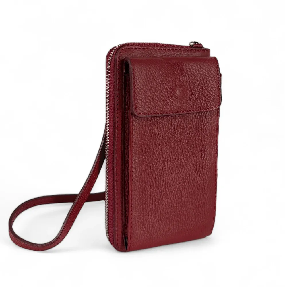 Mini-sac pochette en cuir grainé STREET Rouge foncé - Image 4