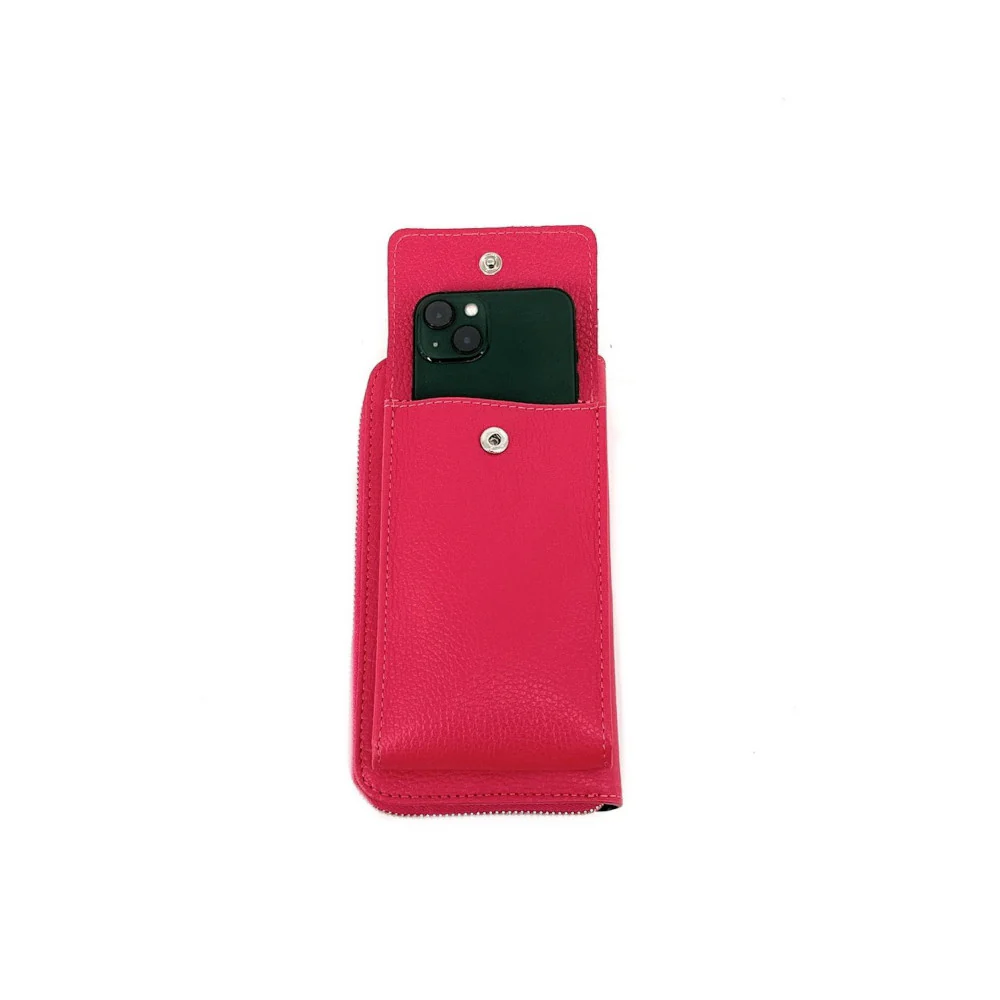 Mini-sac pochette en cuir grainé STREET Rouge magenta - Image 2