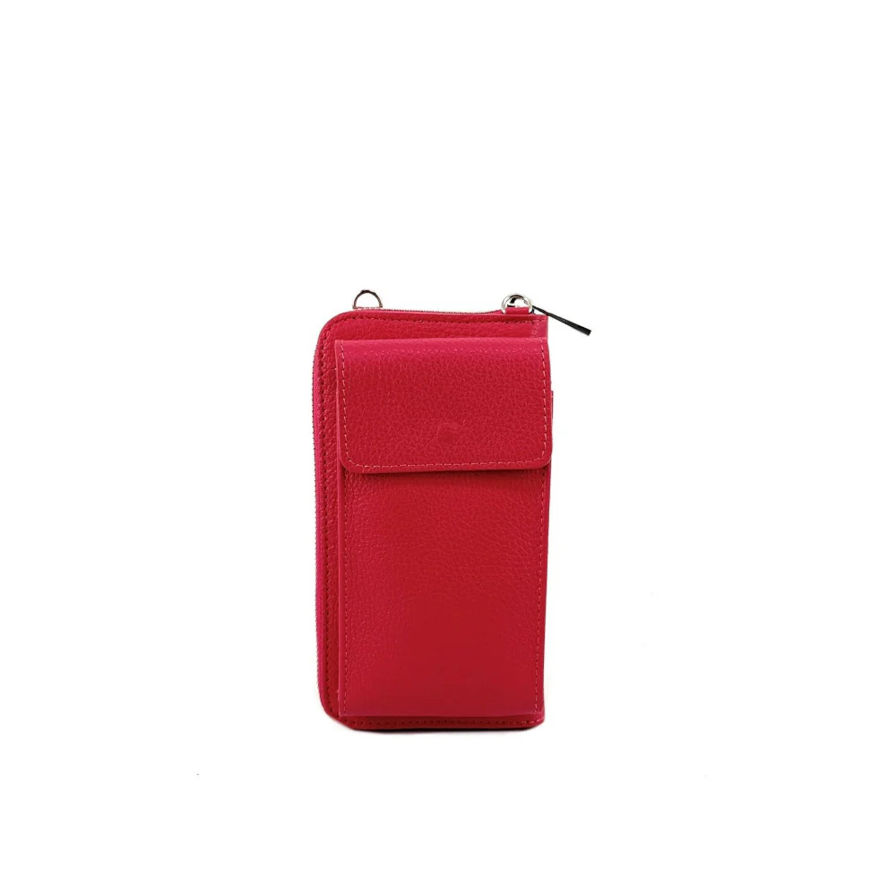 Mini-sac pochette en cuir grainé STREET Rouge magenta - Image 3