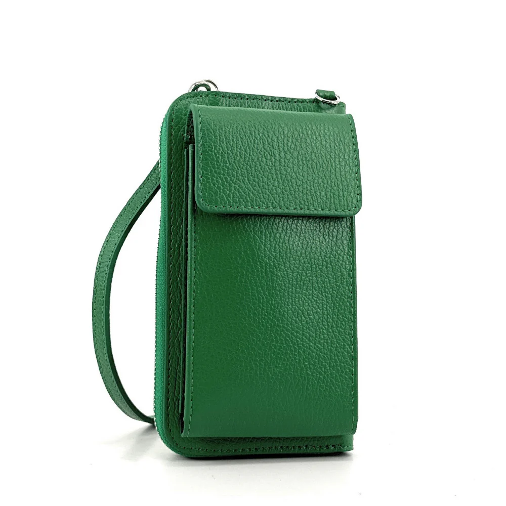 Mini-sac pochette en cuir grainé STREET Vert anglais - Image 4