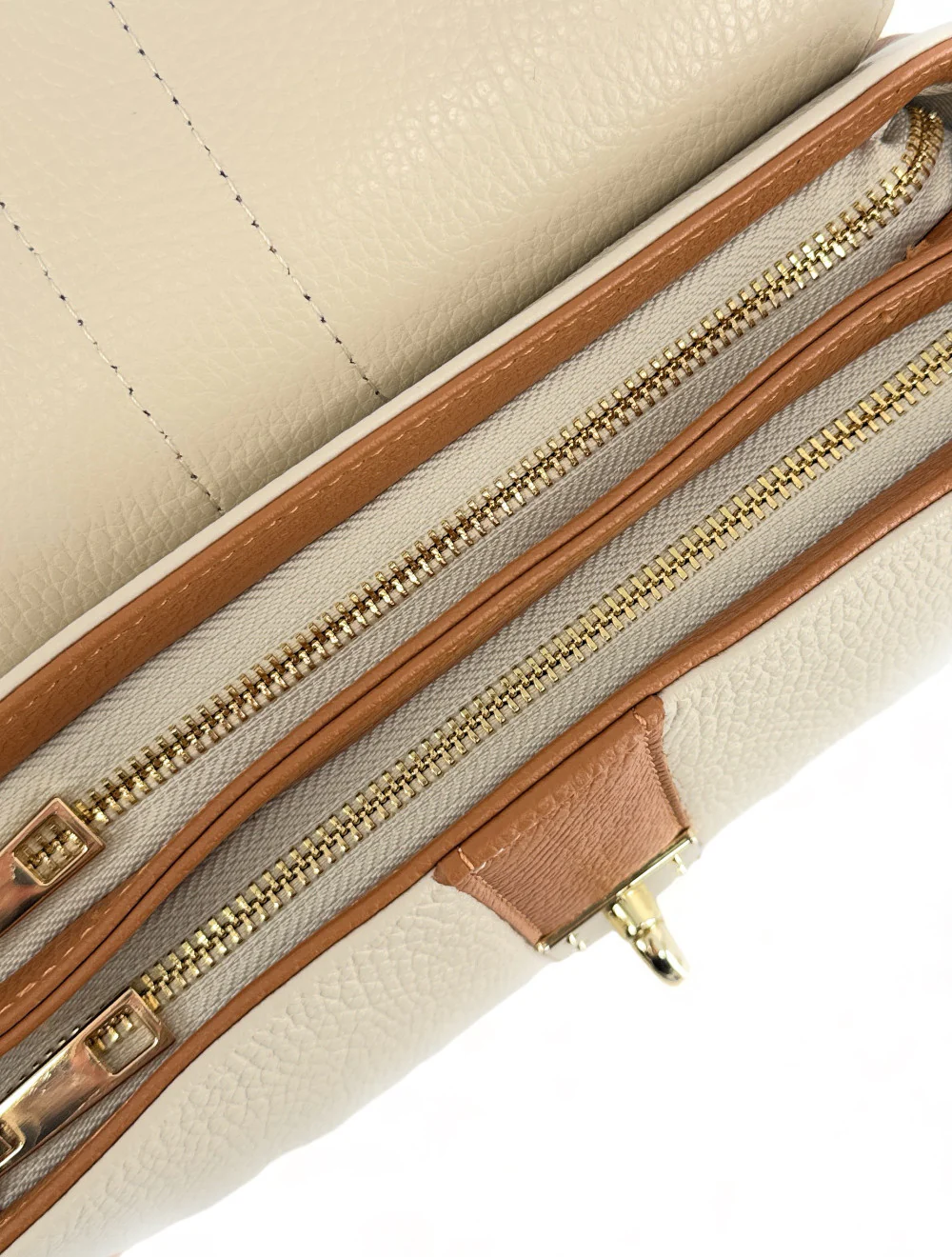 Sac à main en cuir grainé ZOE Beige / Camel - Image 8