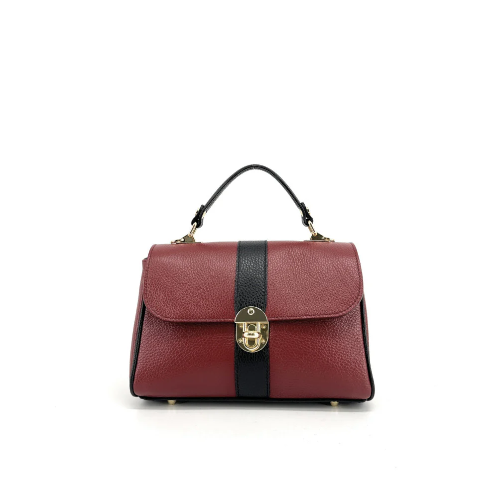 Sac à main en cuir grainé ZOE Rouge foncé / Noir