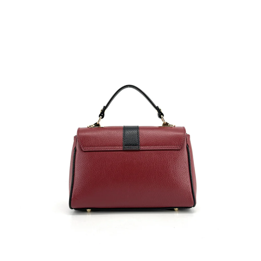 Sac à main en cuir grainé ZOE Rouge foncé / Noir - Image 7