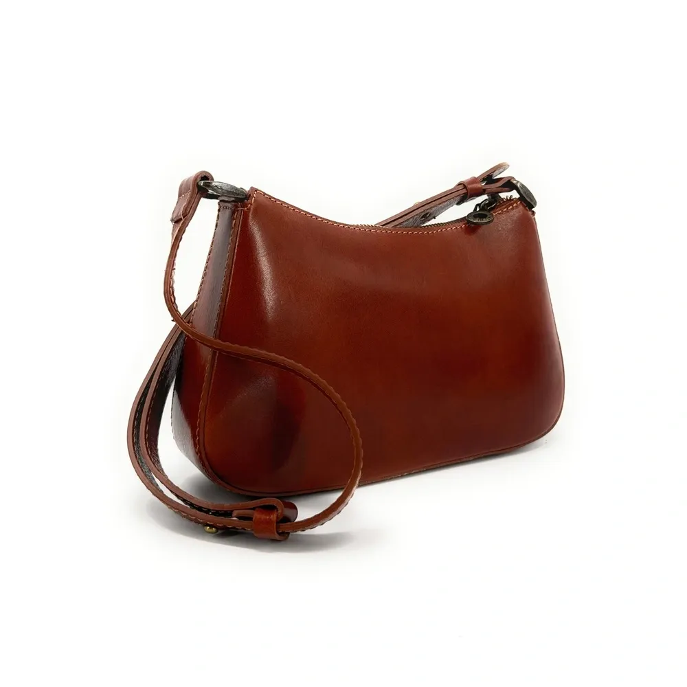 Sac french stick en cuir lisse CHIARA Cognac - Image 6