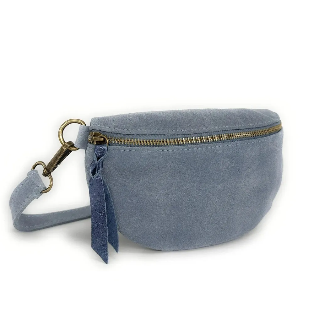 Sac banane en daim LOU SUE Bleu pastel - Image 2