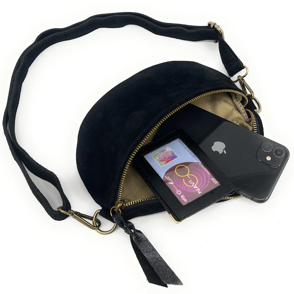 Sac banane en daim LOU SUE Noir - Image 5