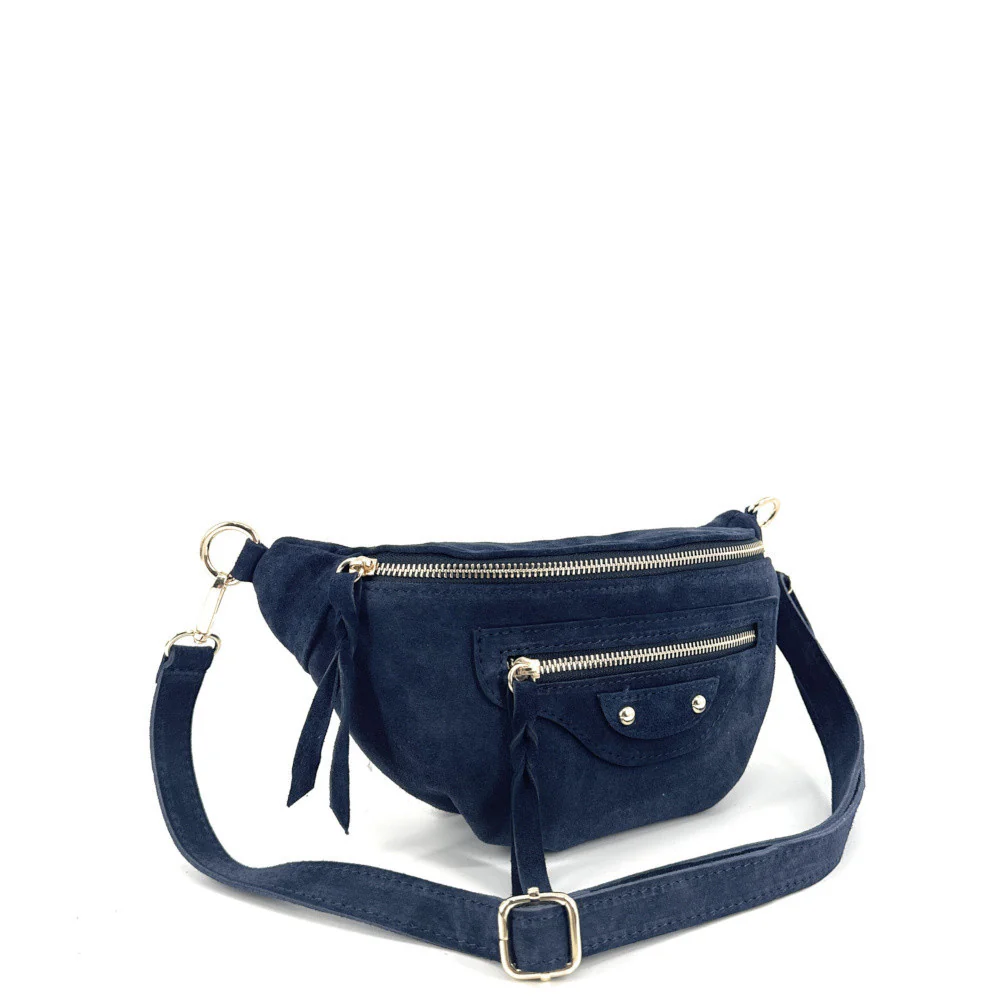 Sac banane en daim LOUKA Bleu marine - Image 2