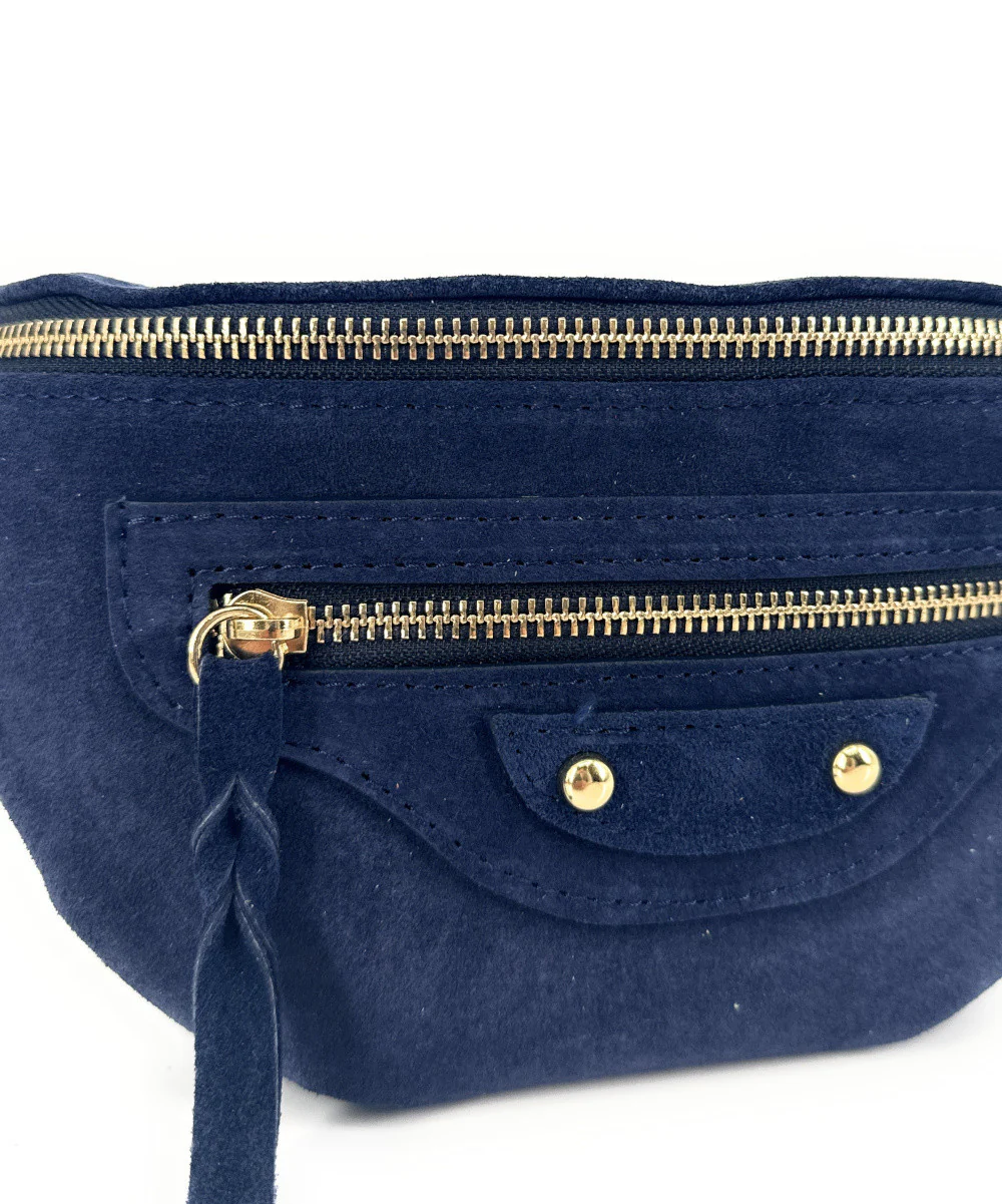 Sac banane en daim LOUKA Bleu marine - Image 3