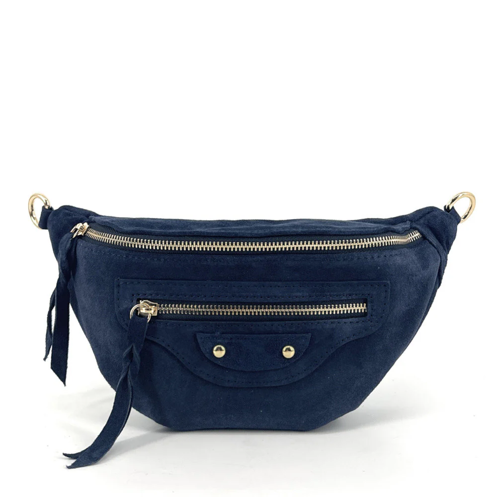 Sac banane en daim LOUKA Bleu marine - Image 4