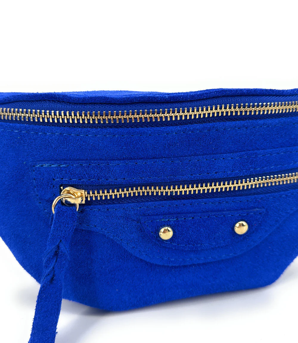 Sac banane en daim LOUKA Bleu roi - Image 3