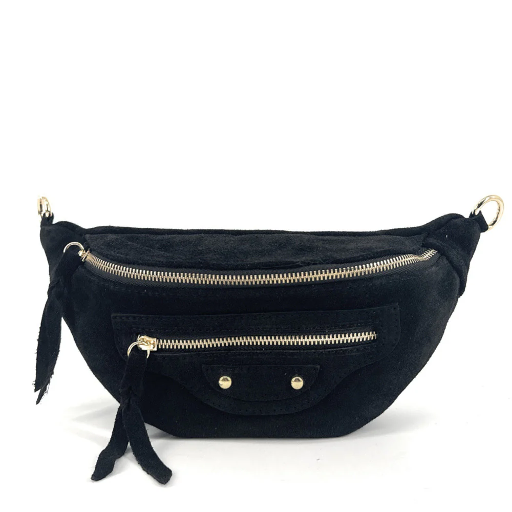 Sac banane en daim LOUKA Noir - Image 4