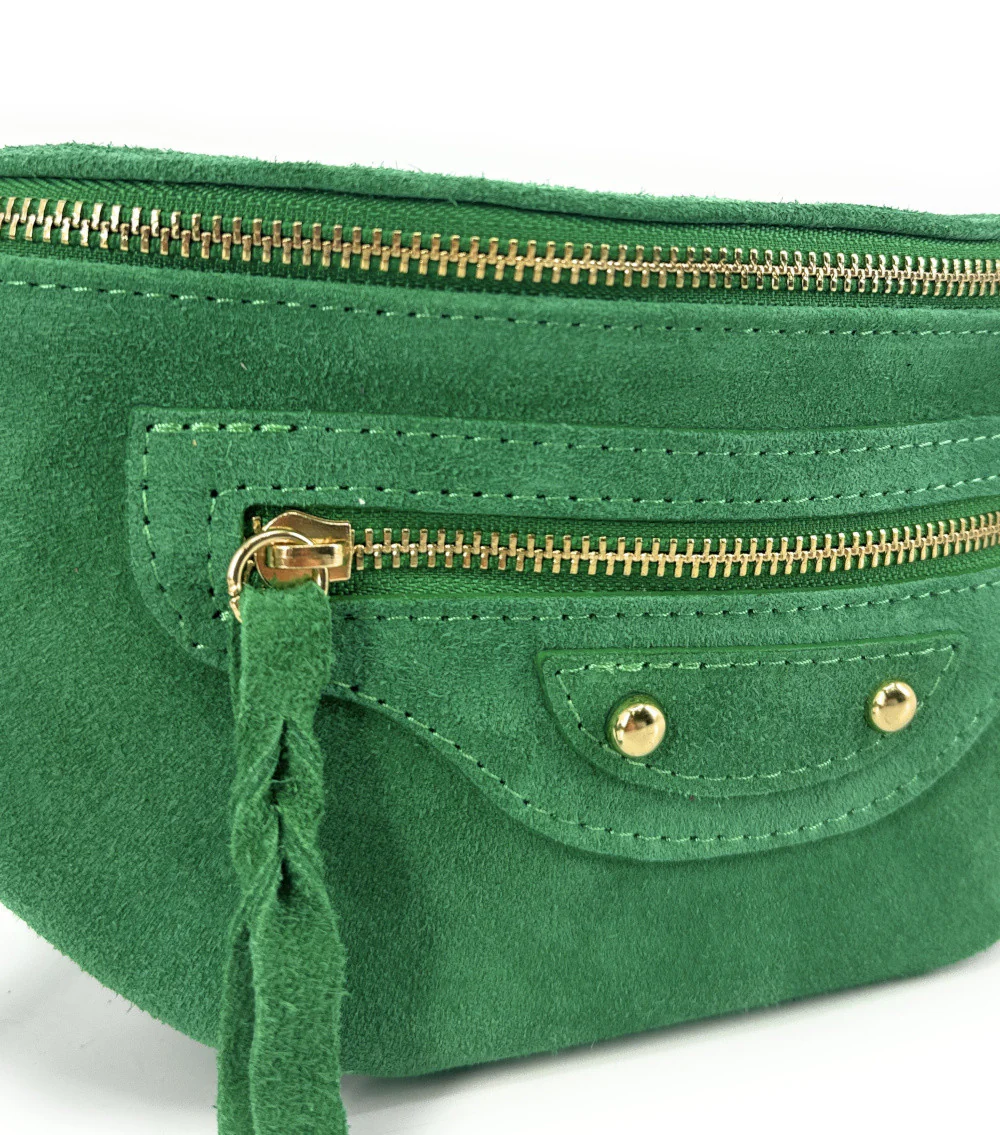 Sac banane en daim LOUKA Vert anglais - Image 3