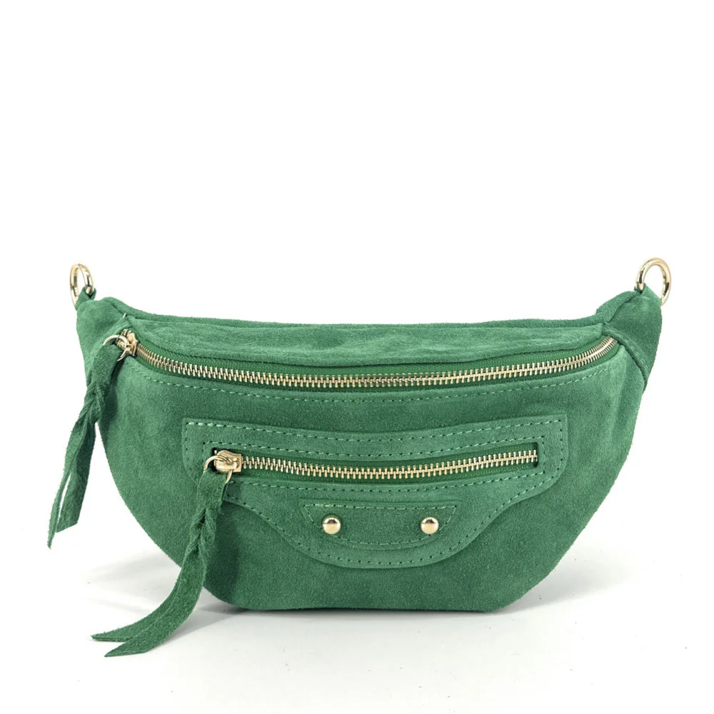 Sac banane en daim LOUKA Vert anglais - Image 4